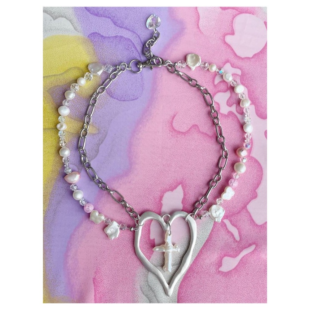 JELLDONE chunky, double stranded , pearl necklace